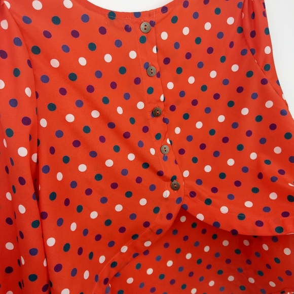 Charming Charlie Polka Dot Back High-Low Blouse, Size Medium - Picture 7 of 9